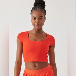 Outdoor Voices Ribbed Crop Workout Tee Size Large
